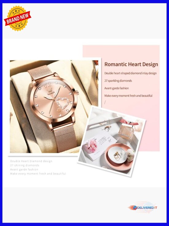 Rose Gold Mesh Strap Watch - Japanese Quartz Luminous Waterproof Dress Watch main image 4